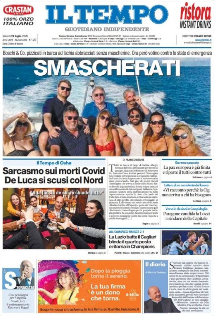 Portada de Il Tempo (Italia)