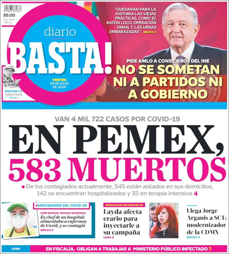 Portada de Diario Basta (México)