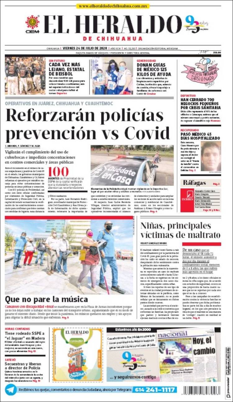 Portada de El Heraldo de Chihuahua (México)