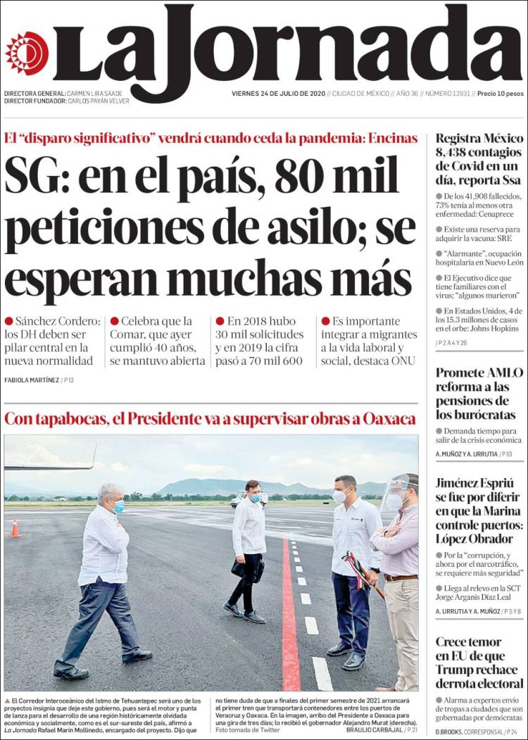 Portada de La Jornada (México)