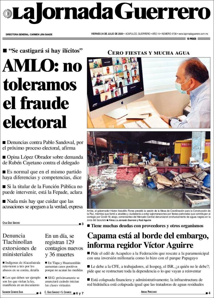 Portada de La Jornada de Guerrero (México)