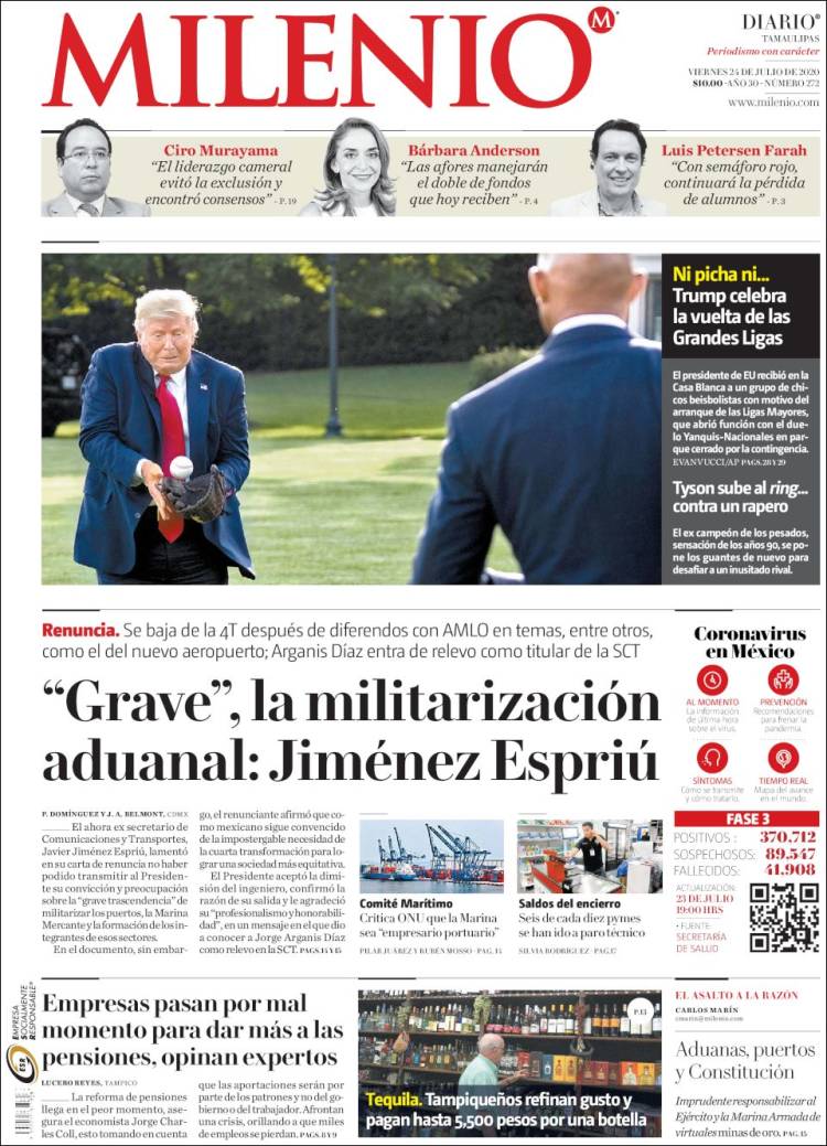 Portada de Milenio - Tamaulipas (México)