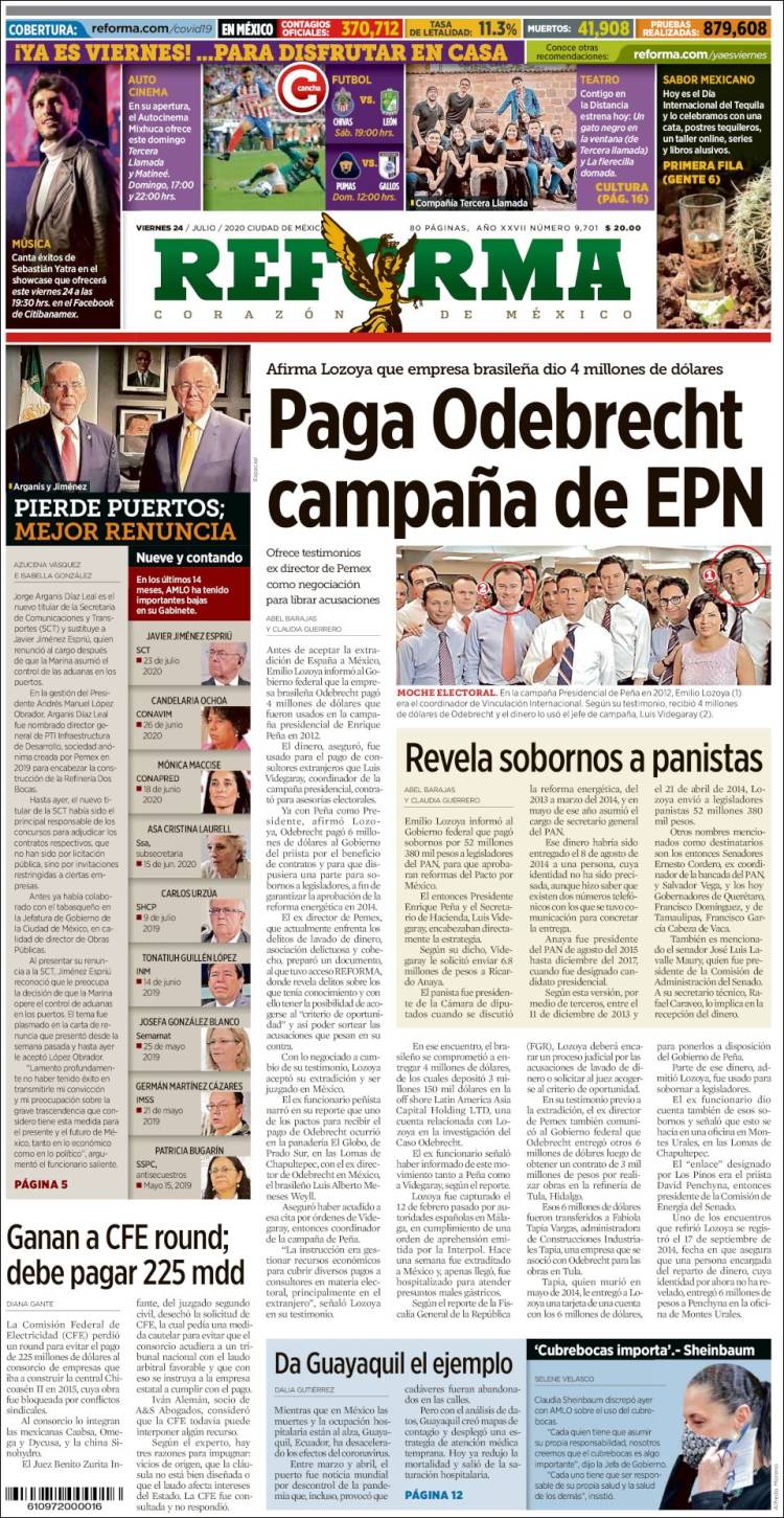 Portada de Reforma (México)