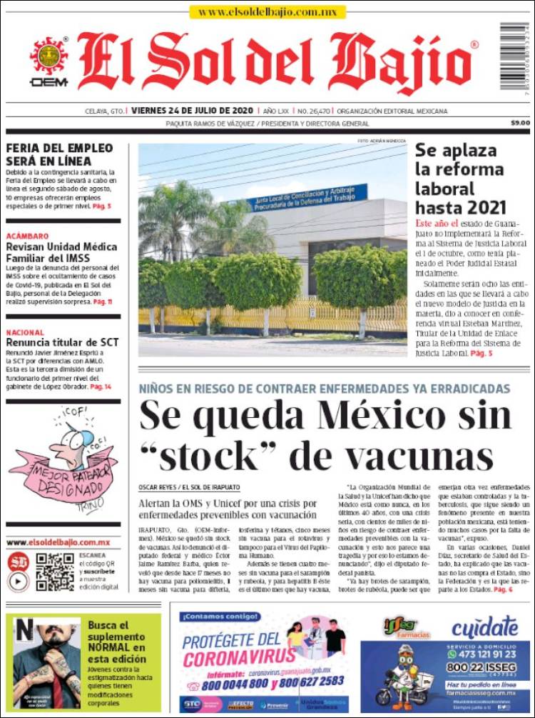 Portada de El Sol del Bajio (México)