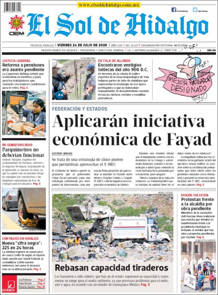 Portada de El Sol de Hidalgo (México)