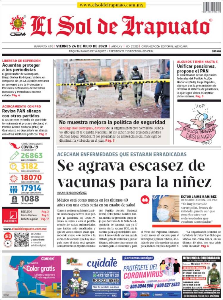 Portada de El Sol de Irapuato (México)