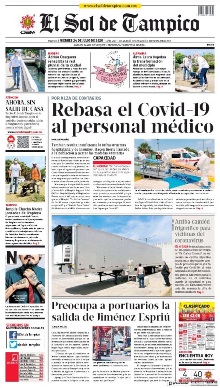Portada de El Sol de Tampico (México)
