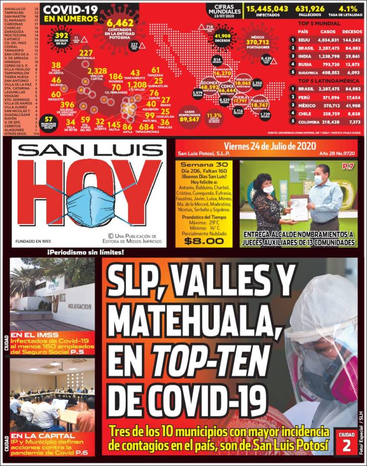 Portada de San Luis Hoy (México)