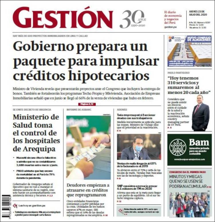 Portada de Diario Gestión (Per&uacute;)
