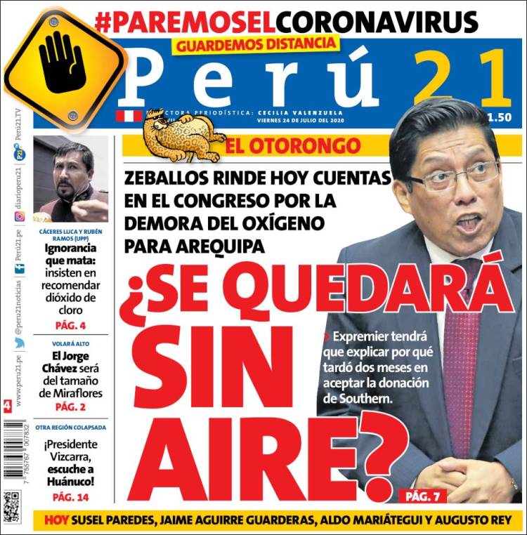 Portada de Perú 21 (Per&uacute;)