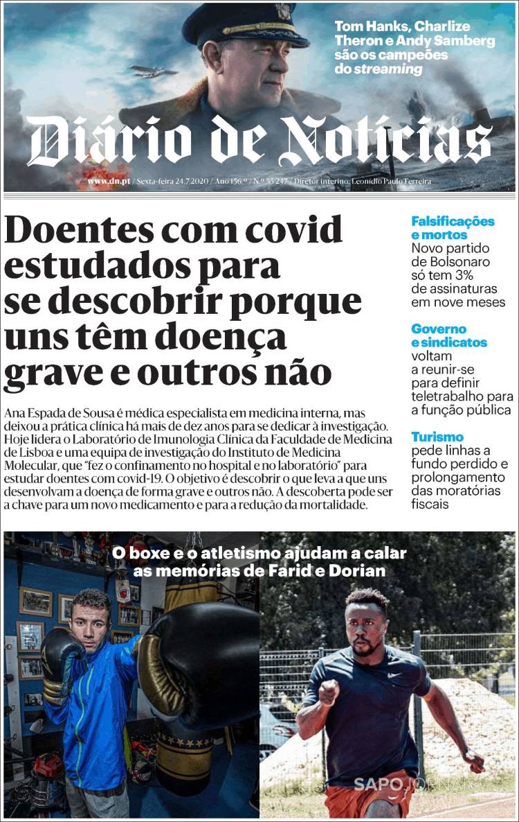 Portada de Diário de Noticias (Portugal)