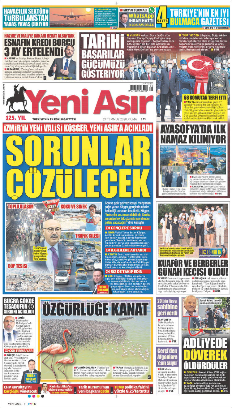 Portada de Yeni Asır (Turqu&iacute;a)