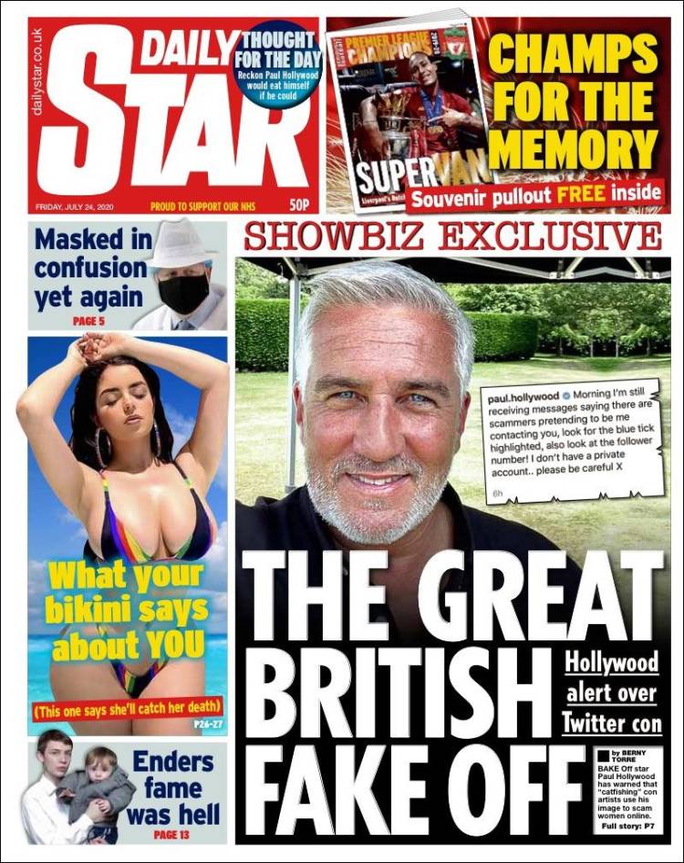 Portada de Daily Star (Reino Unido)
