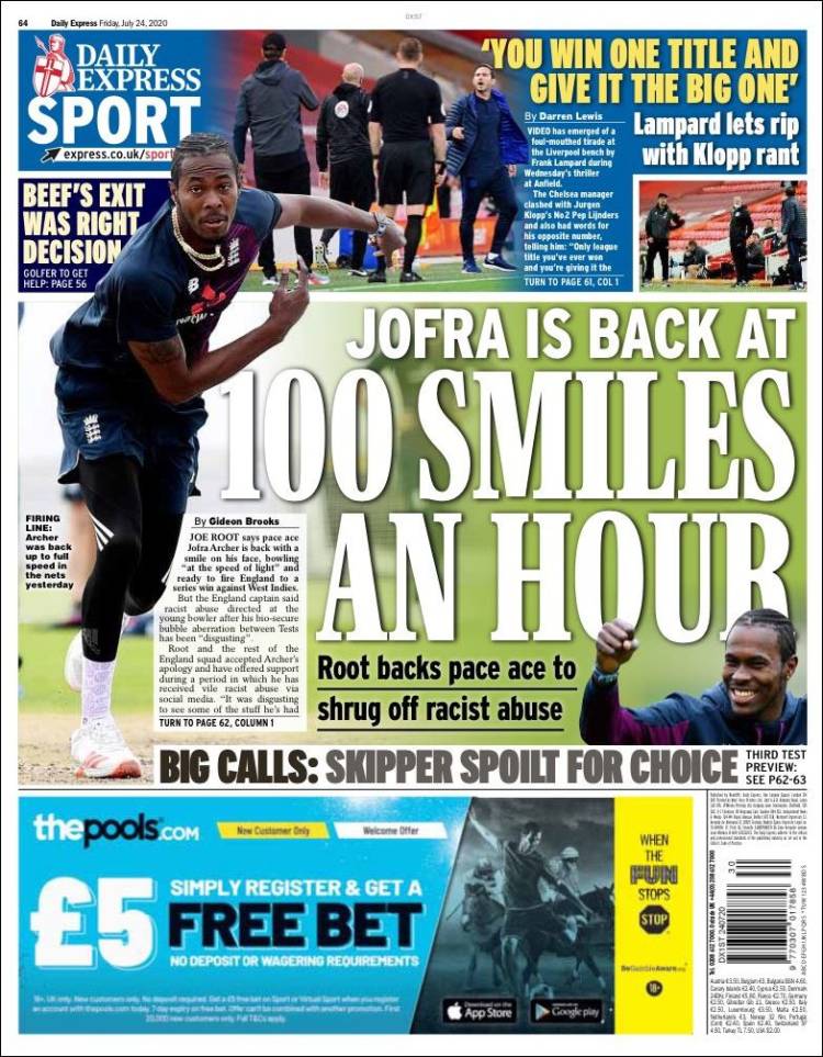 Portada de Express Sport (Reino Unido)