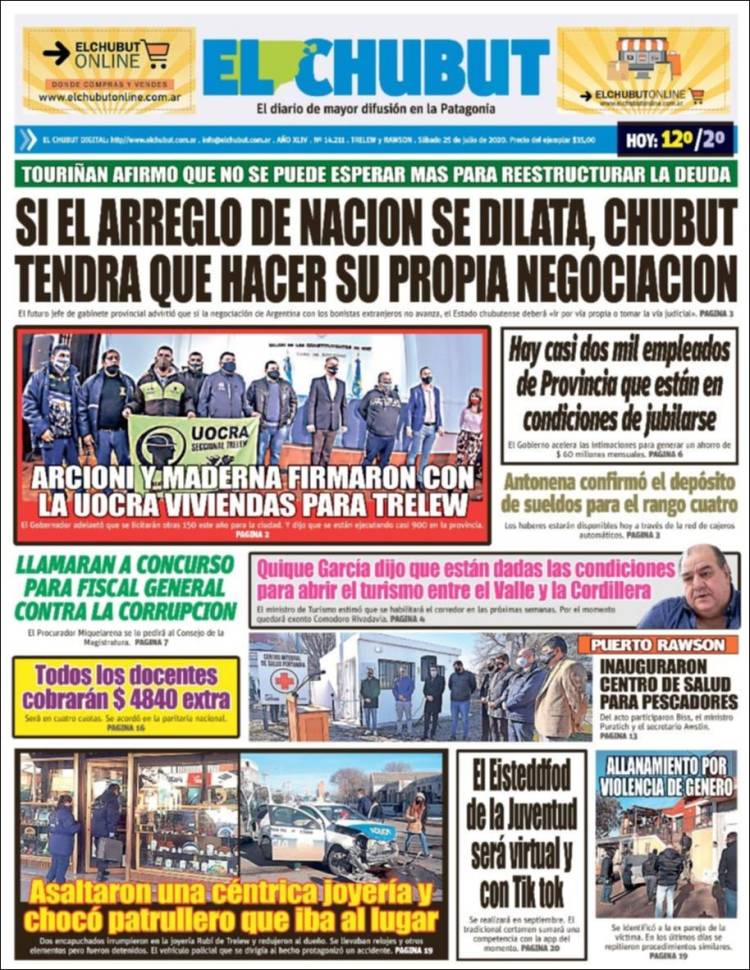 Portada de El Chubut (Argentina)