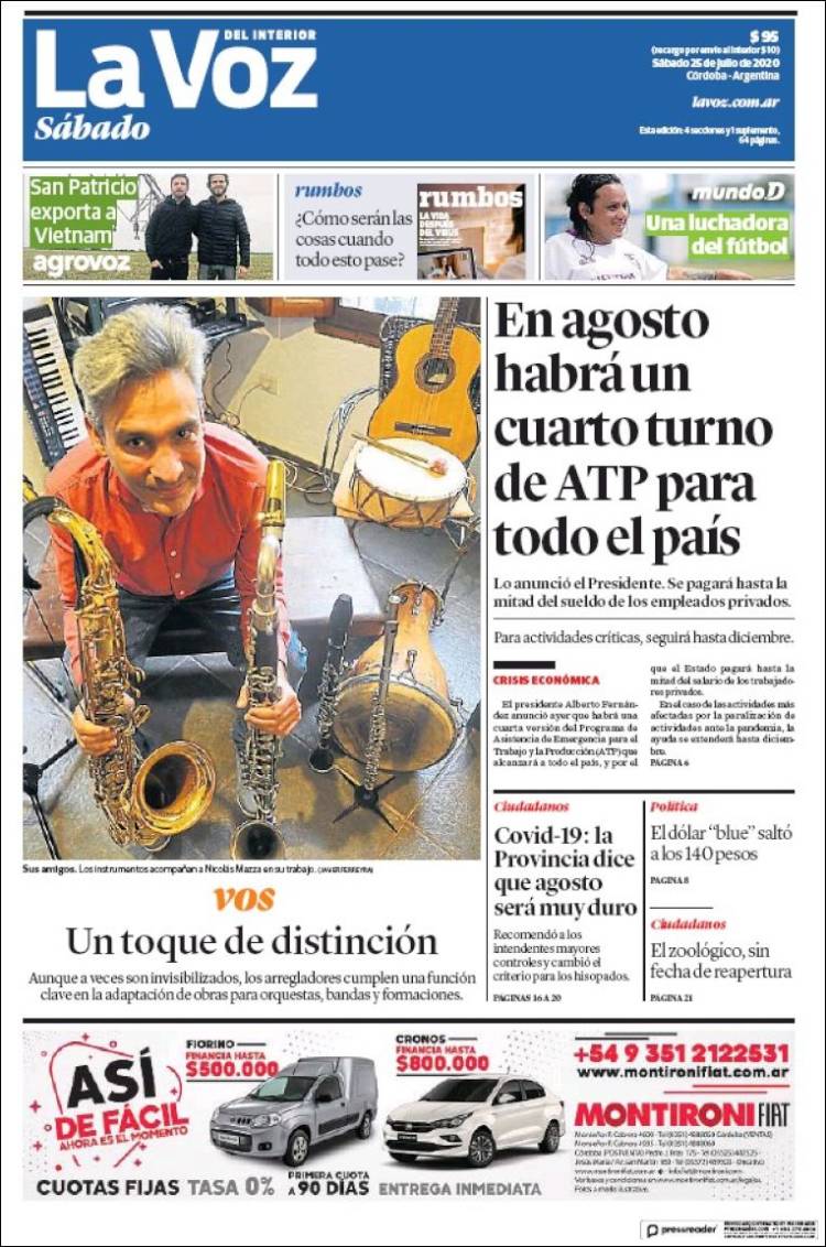 Portada de La Voz del Interior (Argentina)