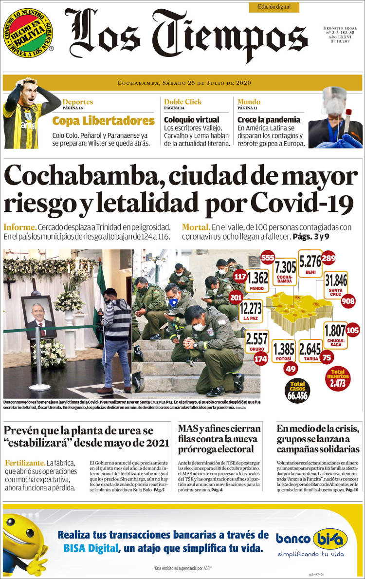 Portada de Los Tiempos (Bolivie)
