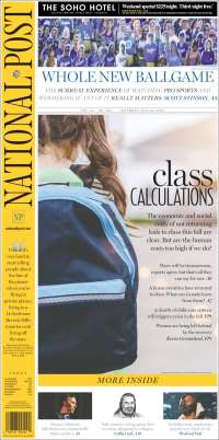 Portada de The National Post (Canadá)