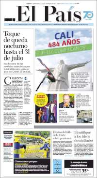 Portada de El País - Cali (Colombia)