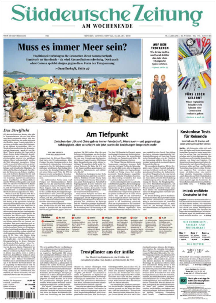 Portada de Sueddeutsche (Alemania)