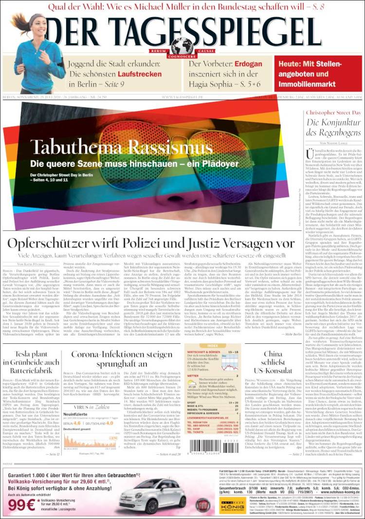 Portada de Der Tagesspiegel (Alemania)