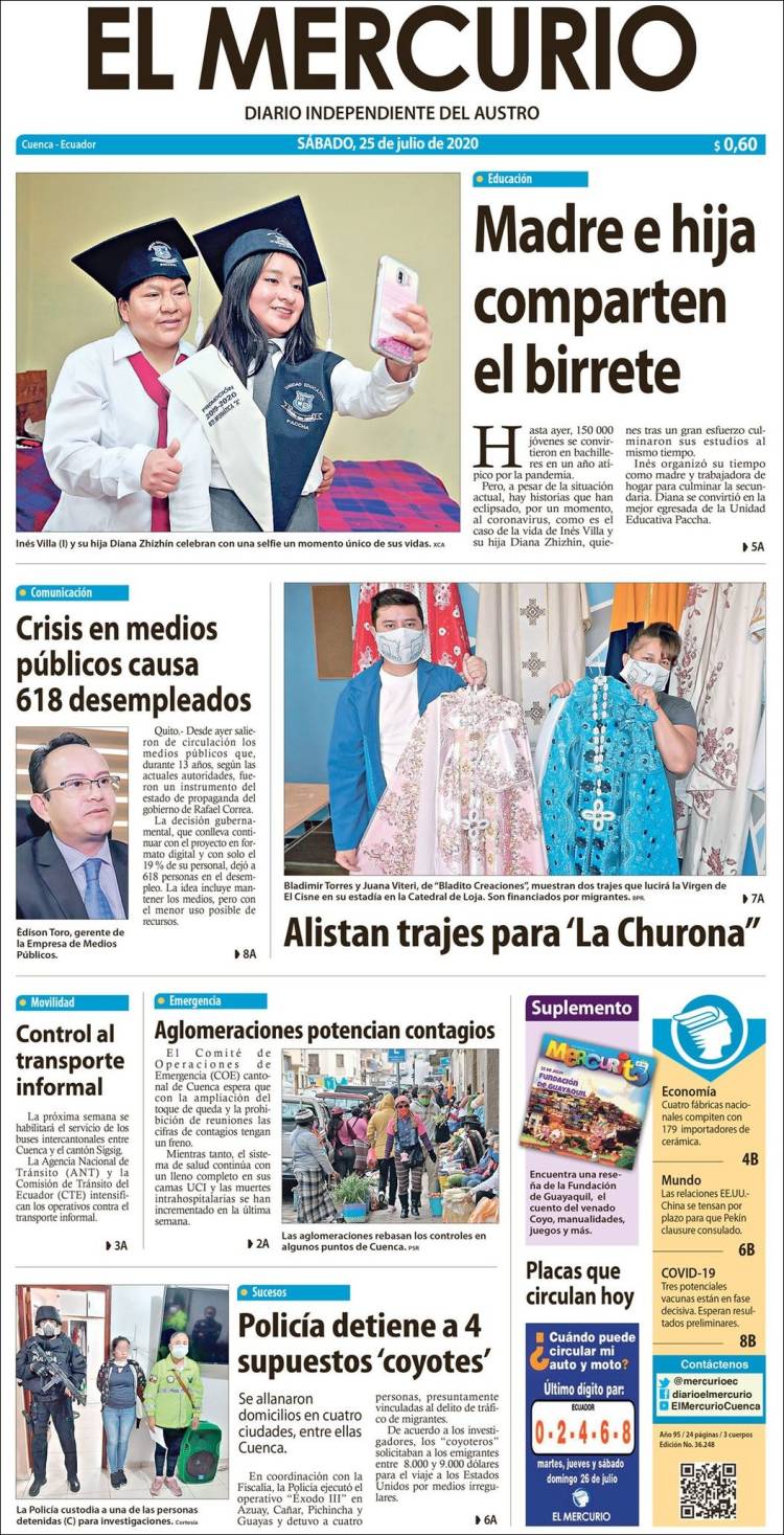 Portada de Diario El Mercurio (Ecuador)