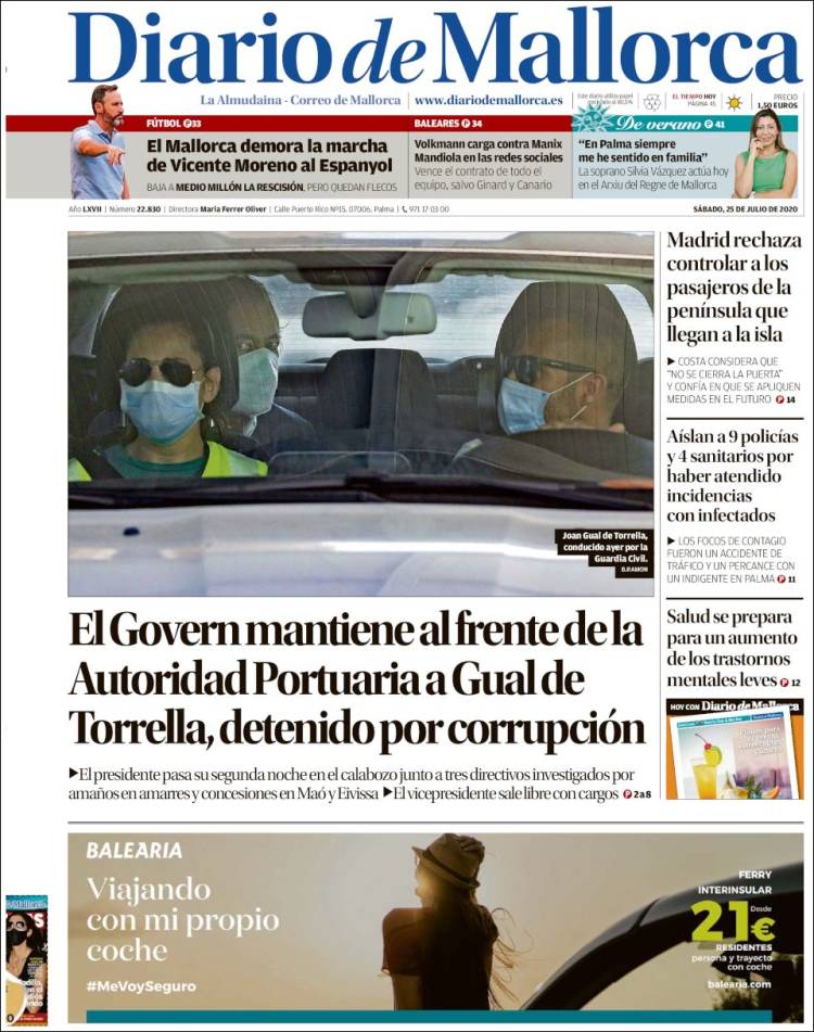 Portada de Diario de Mallorca (España)