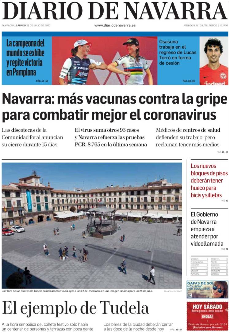 Portada de Diario de Navarra (España)