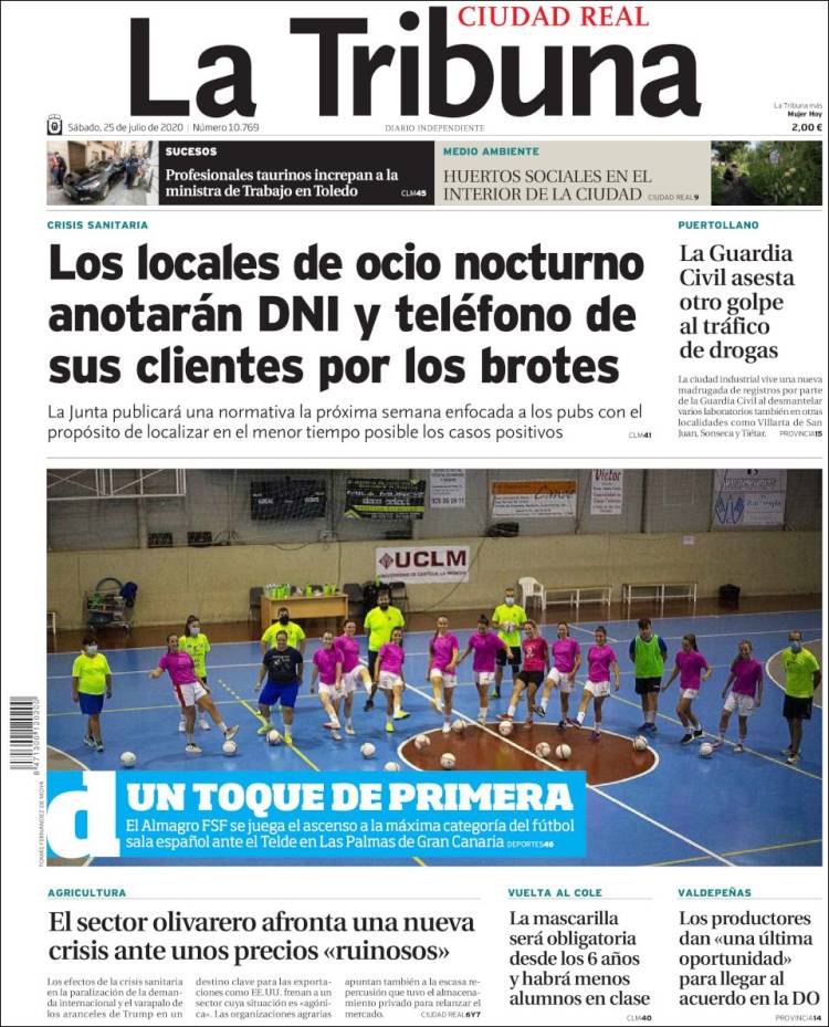 Portada de La Tribuna de Ciudad Real (España)