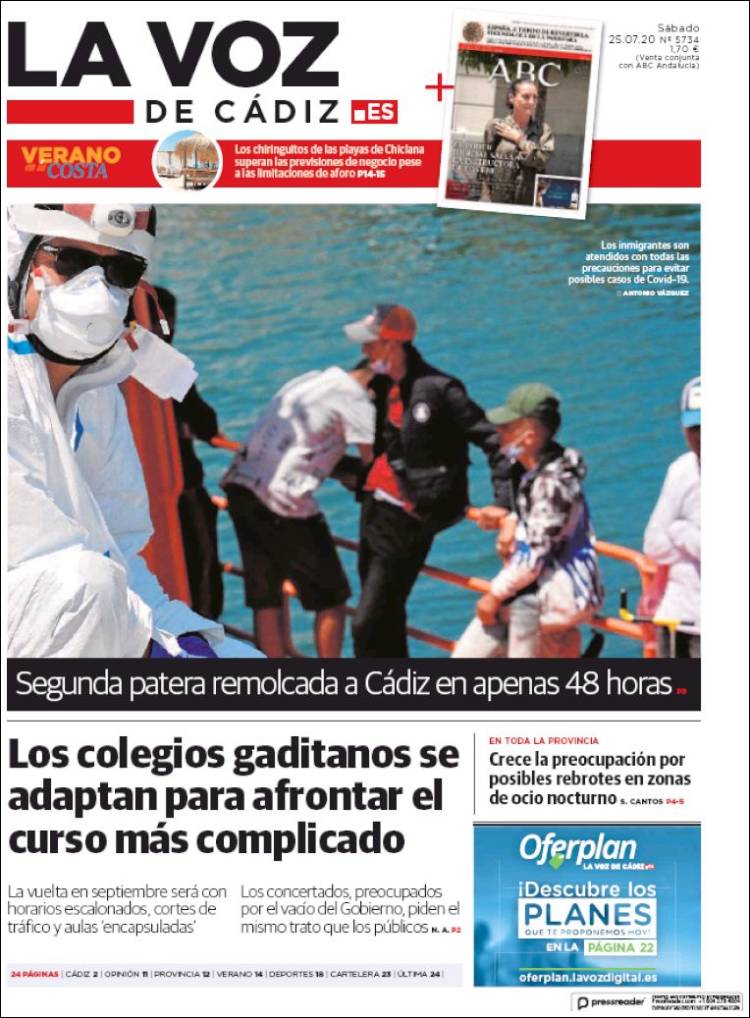 Portada de La Voz de Cádiz (España)