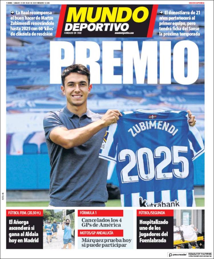 Portada de Mundo Deportivo Gipuzkoa (España)