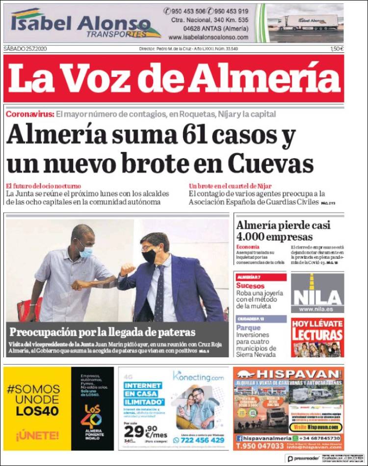 Portada de La Voz de Almería (España)