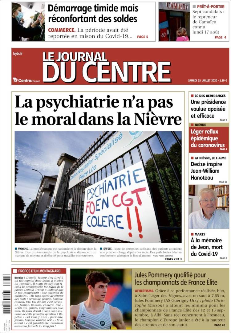 Portada de Le Journal du Centre (Francia)