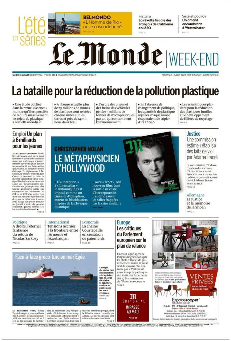 Portada de Le Monde (France)