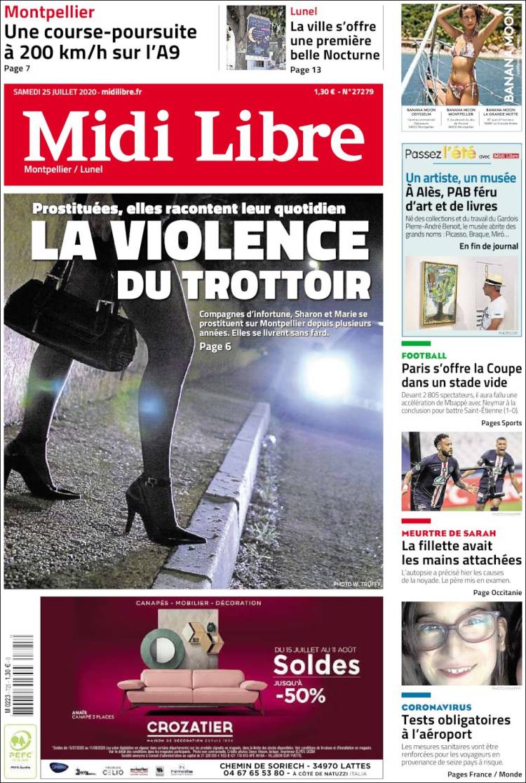 Portada de Midi Libre (Francia)