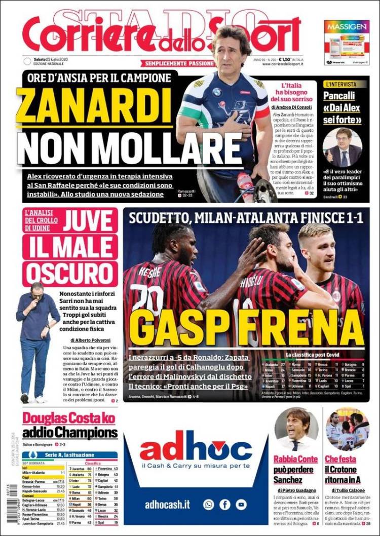 Portada de Corriere dello Sport (Italia)