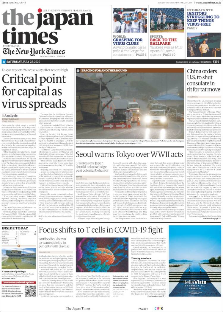 Portada de The Japan Times (Jap&oacute;n)