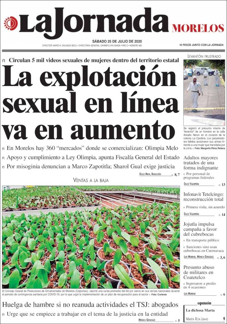 Portada de La Jornada - Morelos (M&eacute;xico)