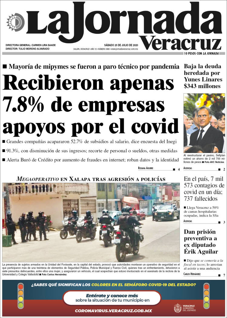 Portada de La Jornada Veracruz (M&eacute;xico)