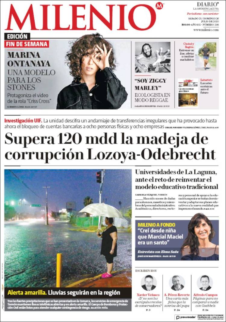 Portada de Milenio - Laguna (Mexique)