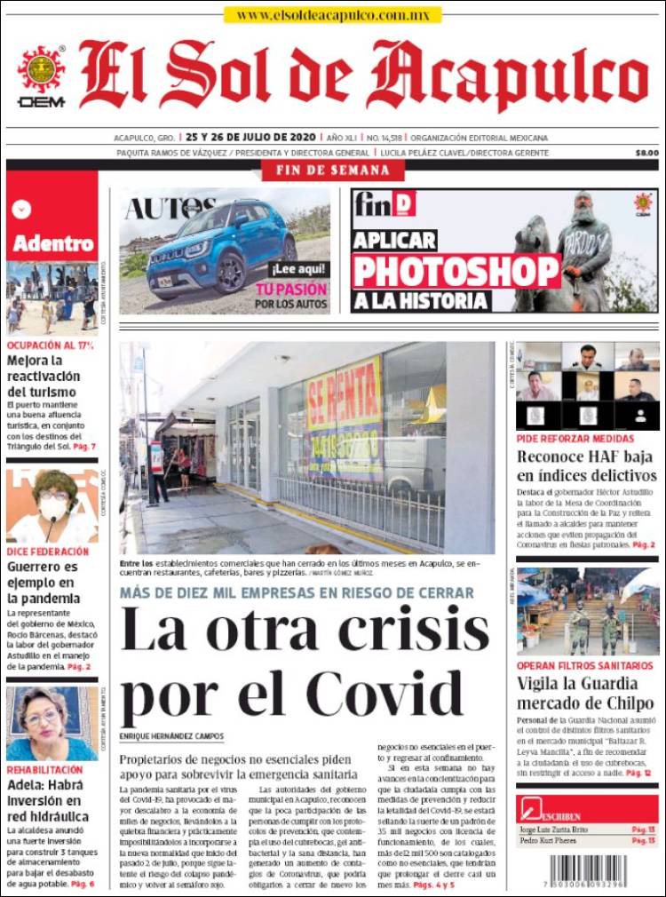 Portada de El Sol de Acapulco (M&eacute;xico)