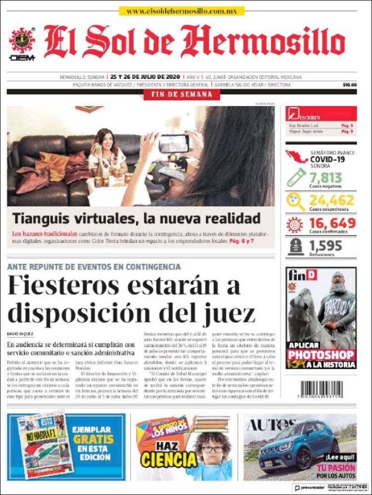 Portada de El Sol de Hermosillo (Mexique)