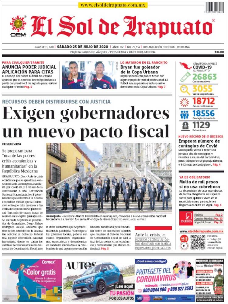 Portada de El Sol de Irapuato (M&eacute;xico)