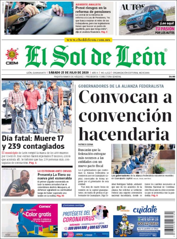Portada de El Sol de León (M&eacute;xico)