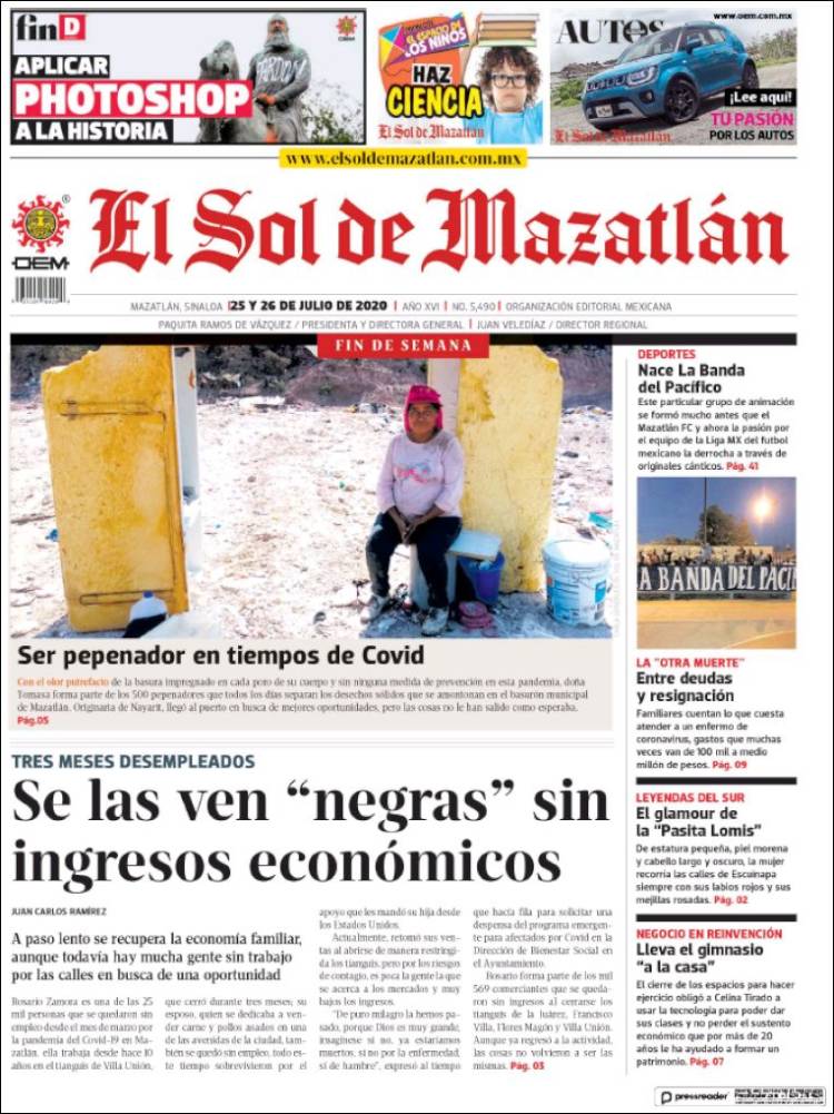 Portada de El Sol de Mazatlán (M&eacute;xico)