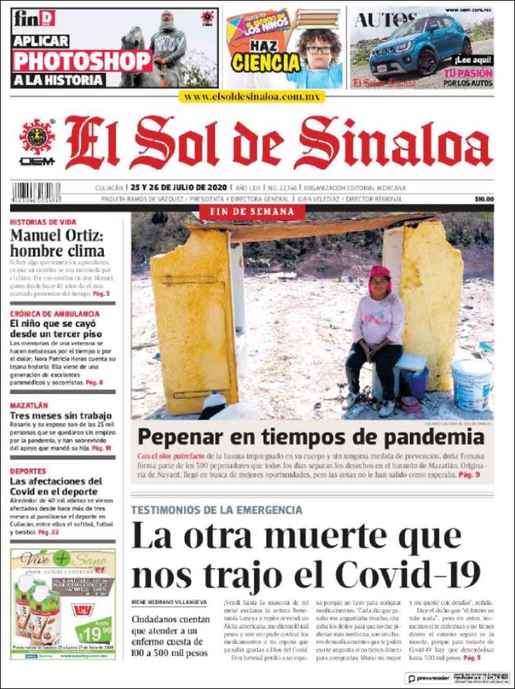 Portada de El Sol de Sinaloa (M&eacute;xico)