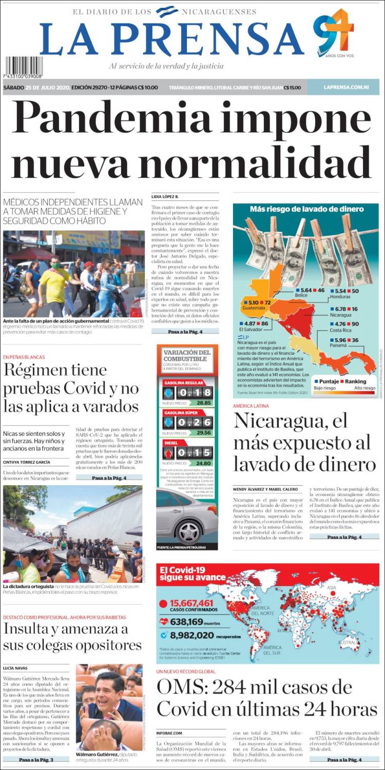 Portada de La Prensa (Nicaragua)