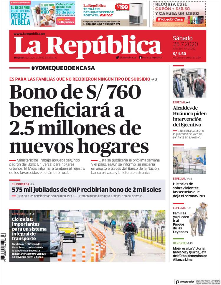 Portada de La Republica (Per&uacute;)