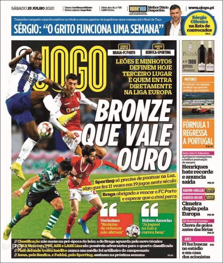 Portada de O Jogo (Portugal)