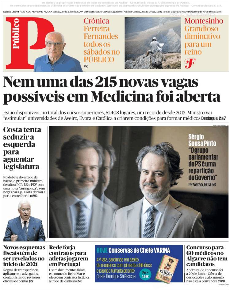 Portada de Público (Portugal)